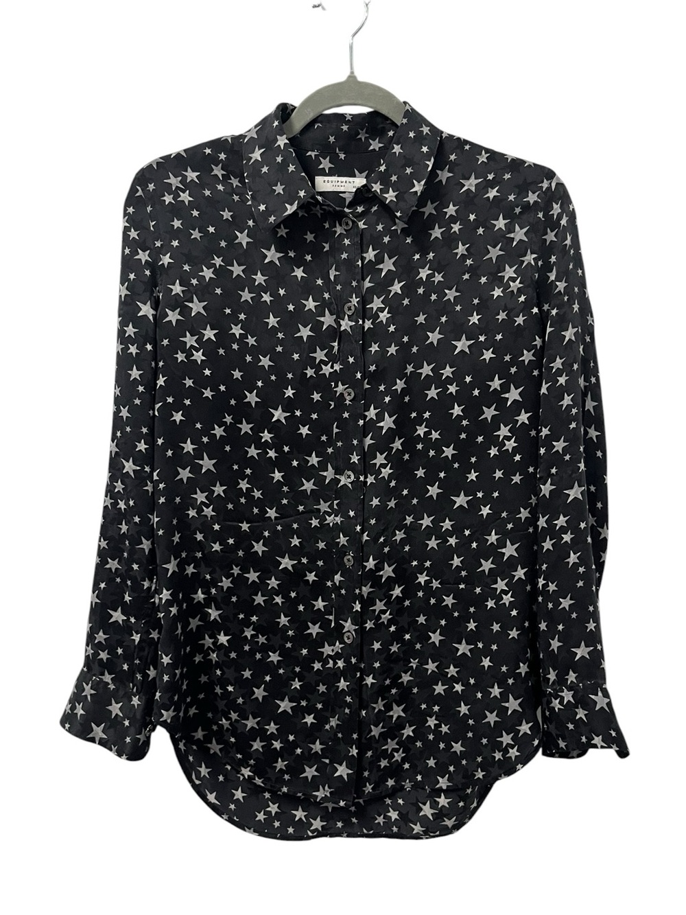 Equipment Femme 100% Silk Star Print Blouse Women’s XS Black Relaxed Shirt